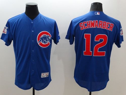 Cubs #12 Kyle Schwarber Blue Flexbase Authentic Collection Stitched MLB Jersey - Click Image to Close
